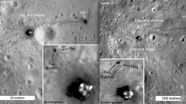 Фотография со следами астронавтов их лунохода